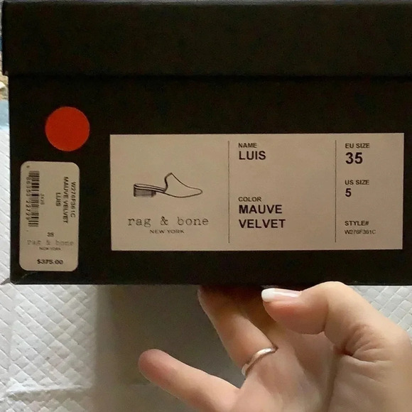 NEW Rag & Bone Luis Mule Pink Mauve Velvet Stacked Heel Loafer size 36 - Picture 12 of 16